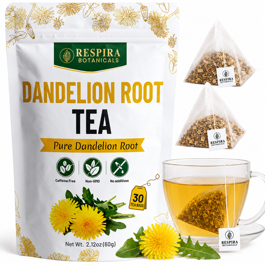 Dandelion Root Tea - Liver & Digestive Support | Plastic-Free Tea Bags, String and Tag (30 pack) Respira Botanicals