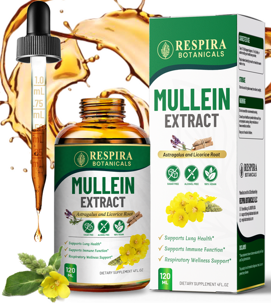 Mullein Leaf Extract - Lung & Respiratory Support | 3-Herb Enhanced Liquid Drops, 4 Fl Oz Respira Botanicals
