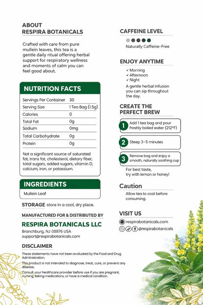 Mullein Leaf Tea – Herbal Tea for Lung & Respiratory Wellness Respira Botanicals