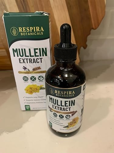 Bottle and box of Resplora Botanicals Mullein Extract on a countertop.